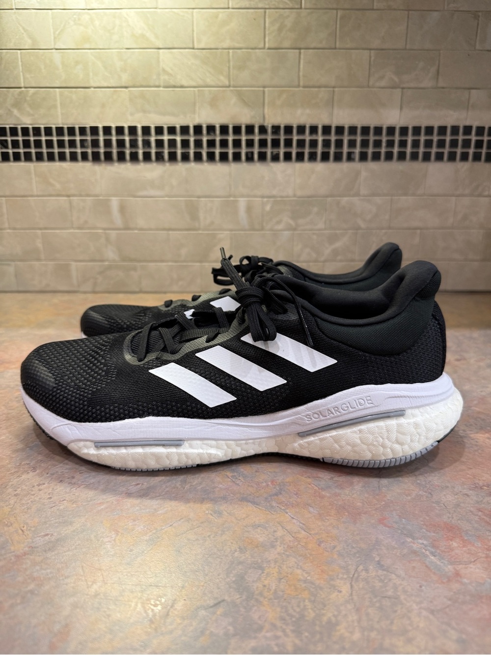 Adidas SolarGlide Boost Running Shoes Black White Mens 10.5